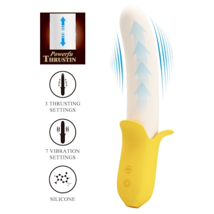 Banana Geek - Vibrador Formato Banana com 7 Funções de Vibração e 3 de Vai e Vem