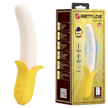 Banana Geek - Vibrador Formato Banana com 7 Funções de Vibração e 3 de Vai e Vem