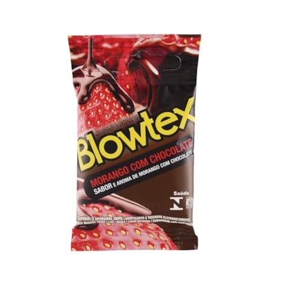 Blowtex - Preservativo Com Sabor e Aroma de Morango Com Chocolate | 3 Unidades