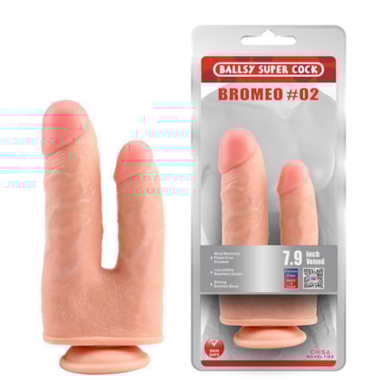 Bromeo #02 - Pênis Realístico Duplo com Ventosa, Possui Veias Saltadas e Glandes Salientes | 23 x 4,6cm e 19,5 x 3,5cm