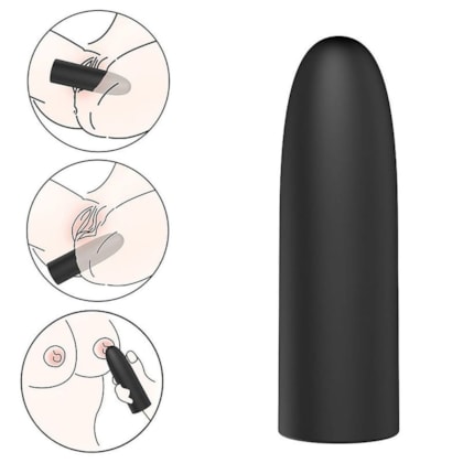 Bullet Aveludado com 10 Funções de Vibração e Recarregável | Preto