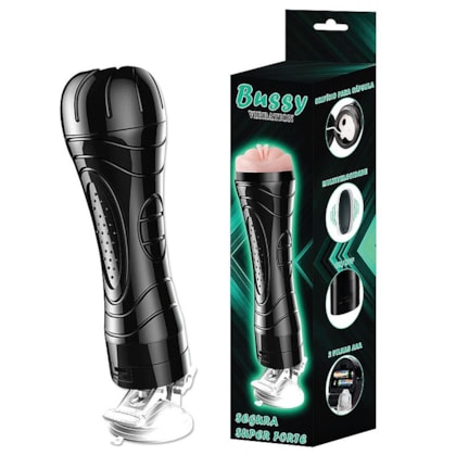 Bussy -  Vagina Lanterna em Cyberskin com Vibrador Multivelocidade e Ventosa