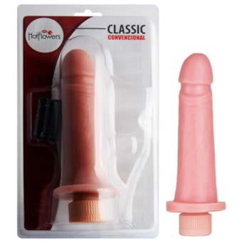 Classic - Prótese Realística com Corpo Liso, Glande Definida e Vibrador na Base