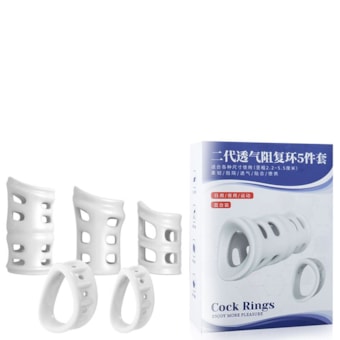 Cock Rings - Kit com 5 Anéis de Alta Resistência Corretora do Prepúcio
