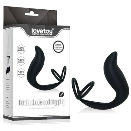 Combo Double Cockring Plug - Anel Peniano e Escrotal Com Estimulador de Próstata