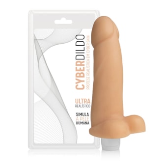 Cyber Dildo - Pênis Em Cyberskin Com Escroto E Vibrador | 16 x 4,5 cm