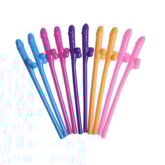 Dicky Sipping Straws - Kit Com 10 Canudos Eróticos em Formato de Pênis