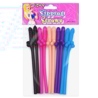 Dicky Sipping Straws - Kit Com 10 Canudos Eróticos em Formato de Pênis