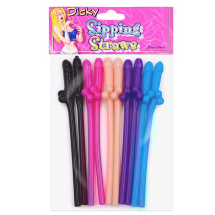 Dicky Sipping Straws - Kit Com 10 Canudos Eróticos em Formato de Pênis