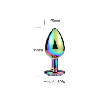 Domvs - Plug Anal em Aço Cintilante Com Pedra Redonda | Tam. G (9,5cm) | Cor: Pink