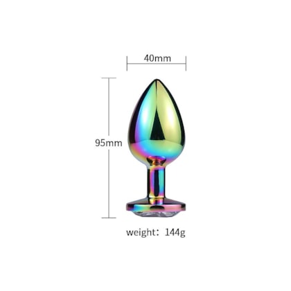 Domvs - Plug Anal em Aço Cintilante Com Pedra Redonda | Tam. G (9,5cm) | Cor: Pink
