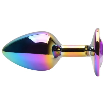 Domvs - Plug Anal em Aço Cintilante Com Pedra Redonda | Tam. G (9 cm) | Cor: Roxo