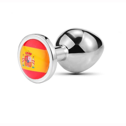 Domvs - Plug Anal em Aço Cirúrgico Com Bandeira na Base | Tam. P | Espanha