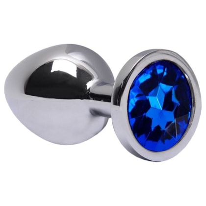 Domvs - Plug Anal em Aço Cirúrgico Com Joia Redonda | Tam. P (7cm) | Cor: Azul Marinho