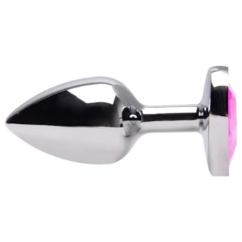 Domvs - Plug Anal em Aço Cirúrgico Com Joia Redonda | Tam. P (7cm) | Cor: Rosa