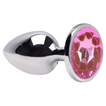 Domvs - Plug Anal em Aço Cirúrgico Com Joia Redonda | Tam. P (7cm) | Cor: Rosa