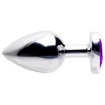 Domvs - Plug Anal em Aço Cirúrgico Com Pedra Coração | Tam. G (9 cm) | Cor: Roxo