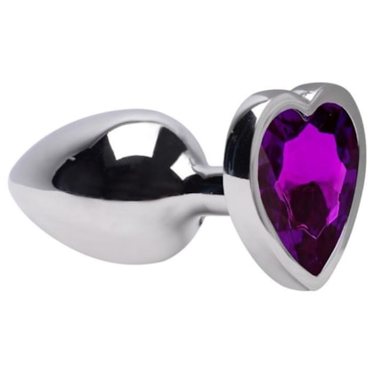 Domvs - Plug Anal em Aço Cirúrgico Com Pedra Coração | Tam. M | Cor: Roxo