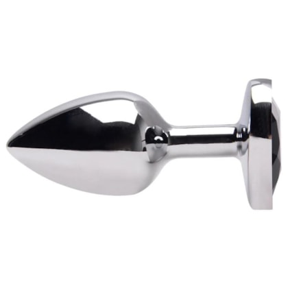 Domvs - Plug Anal em Aço Cirúrgico Com Pedra Coração | Tam P (7cm) | Cor: Preto