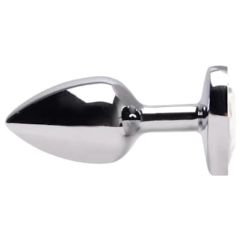 Domvs - Plug Anal em Aço Cirúrgico Com Pedra Coração | Tam P (7cm) Transparente