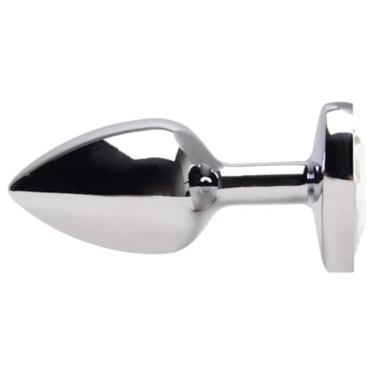 Domvs - Plug Anal em Aço Cirúrgico Com Pedra Coração | Tam P (7cm) Transparente