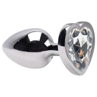 Domvs - Plug Anal em Aço Cirúrgico Com Pedra Coração | Tam P (7cm) Transparente