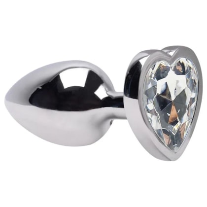 Domvs - Plug Anal em Aço Cirúrgico Com Pedra Coração | Tam P (7cm) Transparente