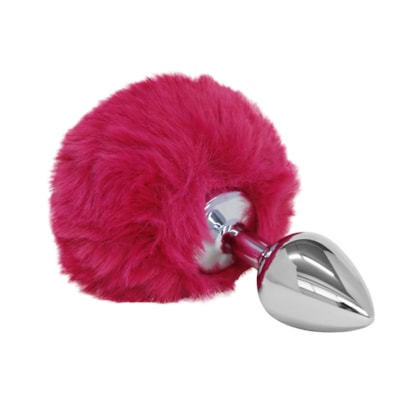 Domvs - Plug Anal em Aço Cirúrgico Com PomPom | Tam. M | Cor: Pink