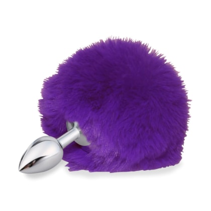 Domvs - Plug Anal em Aço Cirúrgico Com PomPom | Tam. M | Cor: Roxo