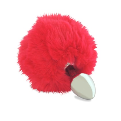 Domvs - Plug Anal em Aço Cirúrgico Com PomPom | Tam. M | Cor: Vermelho