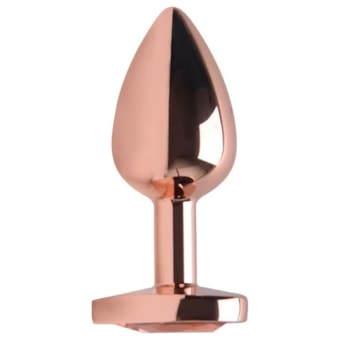 Domvs - Plug Anal em Aço Rose Gold Com Pedra Coração | Tam. P (7cm) | Laranja