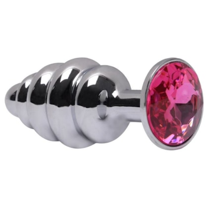 Domvs - Plug Anal Escalonado em Aço Cirúrgico Com Joia | Tam. P | Cor: Pink