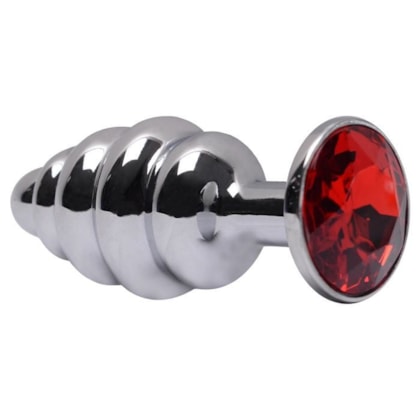 Domvs - Plug Anal Escalonado em Aço Cirúrgico Com Joia | Tam. P | Cor: Vermelho