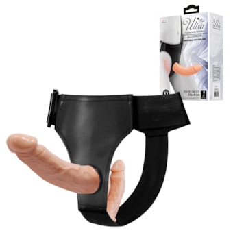 Double Dildos Strap On - Cinta Peniana Com 2 Pênis Realísticos, Um Externo de 13,5cm e Um Interno de 10,2cm