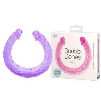 Double Dones - Prótese Dupla Flexível Com Glandes E Veias - 44 x 3,5 cm