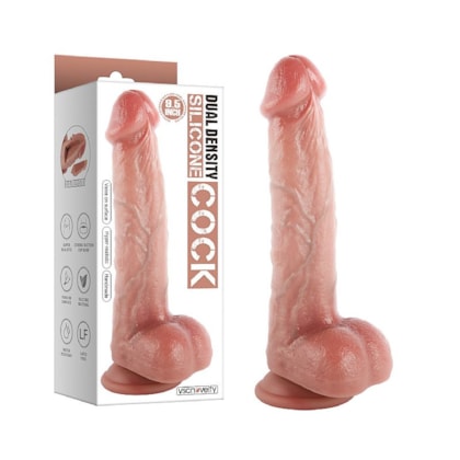 Dual Density - Pênis Ultra Realístico Com Escroto e Ventosa - 24 x 4,7cm