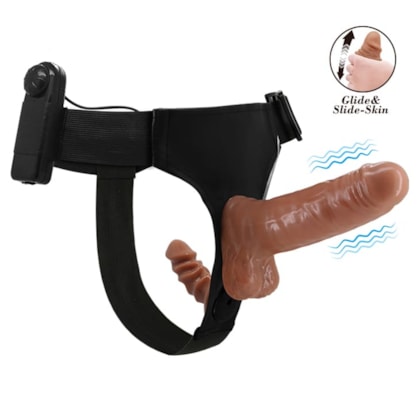 Dual Penis StrapOn - Cinta Com Dois Pênis Beliscável Interno e Externo com Vibro