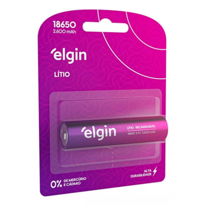 Elgin - Bateria Recarregável de Lítio Modelo 18650 2600mAh 3,7v