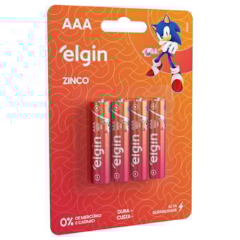 Elgin - Blister Com 4 Pilhas de Zinco Modelo AA