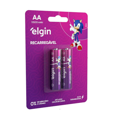 Elgin - Pilha AA  Recarregável 2.500 mAh | 2 Unidades