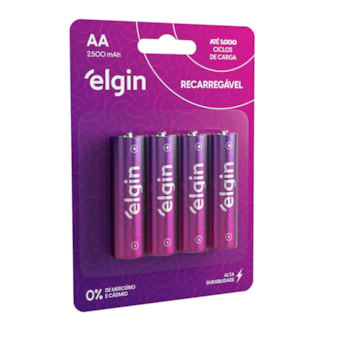 Elgin - Pilha Recarregável AA 2500mAh | 4 Unidades