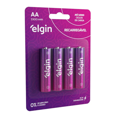 Elgin - Pilha Recarregável AA 2500mAh | 4 Unidades