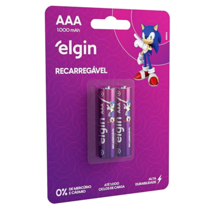 Elgin - Pilha Recarregável AAA 1000mAh | 2 Unidades