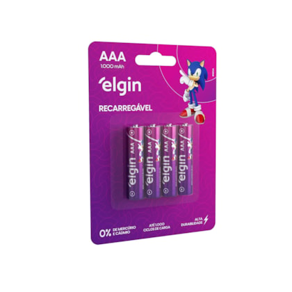 Elgin - Pilha Recarregável AAA 1000mAh | 4 Unidades