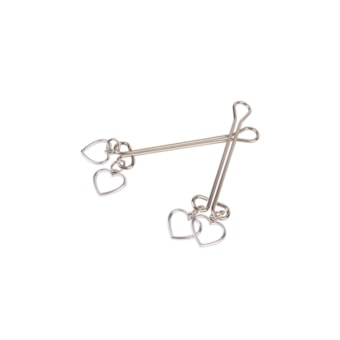 Fetish Fantasy Heart Nipple Clamps - Grampos para Mamilos com Haste Dupla e Pingente Duplo de Coração