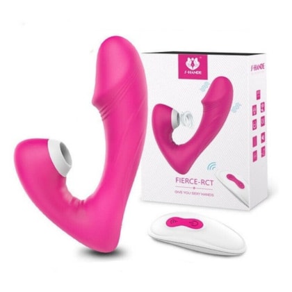 Fierce-RCT - Vibrador Ponto G e Sugador de Clítoris com 9 Funções e Controle