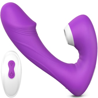 Fierce-RCT - Vibrador Ponto G e Sugador de Clítoris com 9 Funções e Controle | Roxo