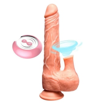 Fighting Dildo – Pênis Realístico em Cyberskin com Pulsador 7 Funções e Estimulador de Clítoris no Escroto - 23 x  4cm