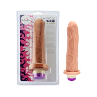 Fogo da Paixão - Prótese Peniana Com Prepúcio, Veias e Vibrador Multivelocidade