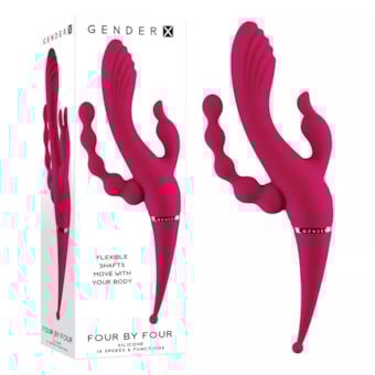 Four by Four - Vibrador Quádruplo Com 10 Funções de Vibração em Cada Ponta à Prova D'água e Submersível